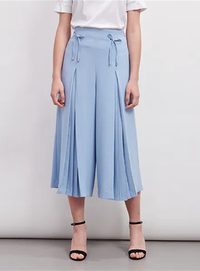 春夏新款雪纺女小个子阔腿裤高腰显瘦宽松冰丝休闲裤裙PRTC82452M