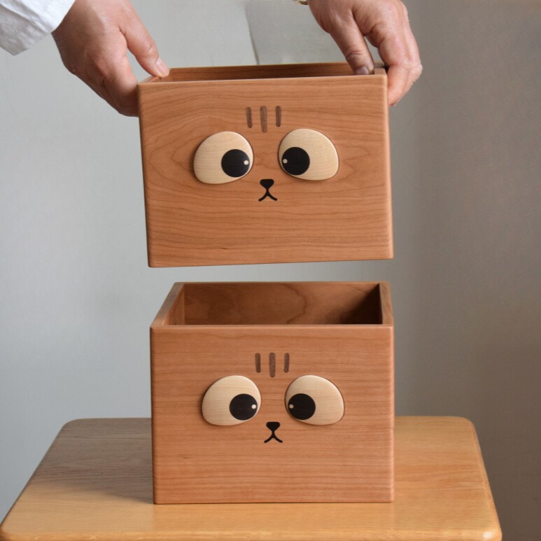 大眼萌猫收纳筐【慕物】原创设计狸花猫收纳筐零食玩具绘本化妆品