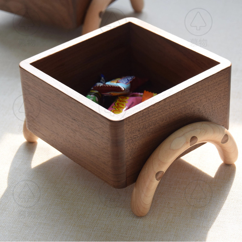 焕新敞口盒【慕物】敞口收纳罐纯实木黑胡桃摆件杂物围棋棋子收纳
