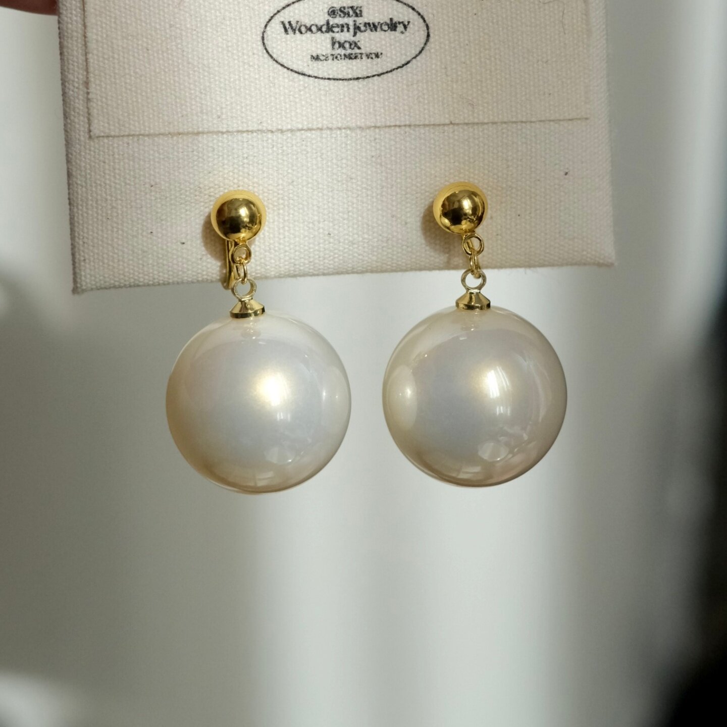 《大灯泡》复古法式港风优雅超大珍珠圆球耳夹耳饰耳钉方圆脸耳环