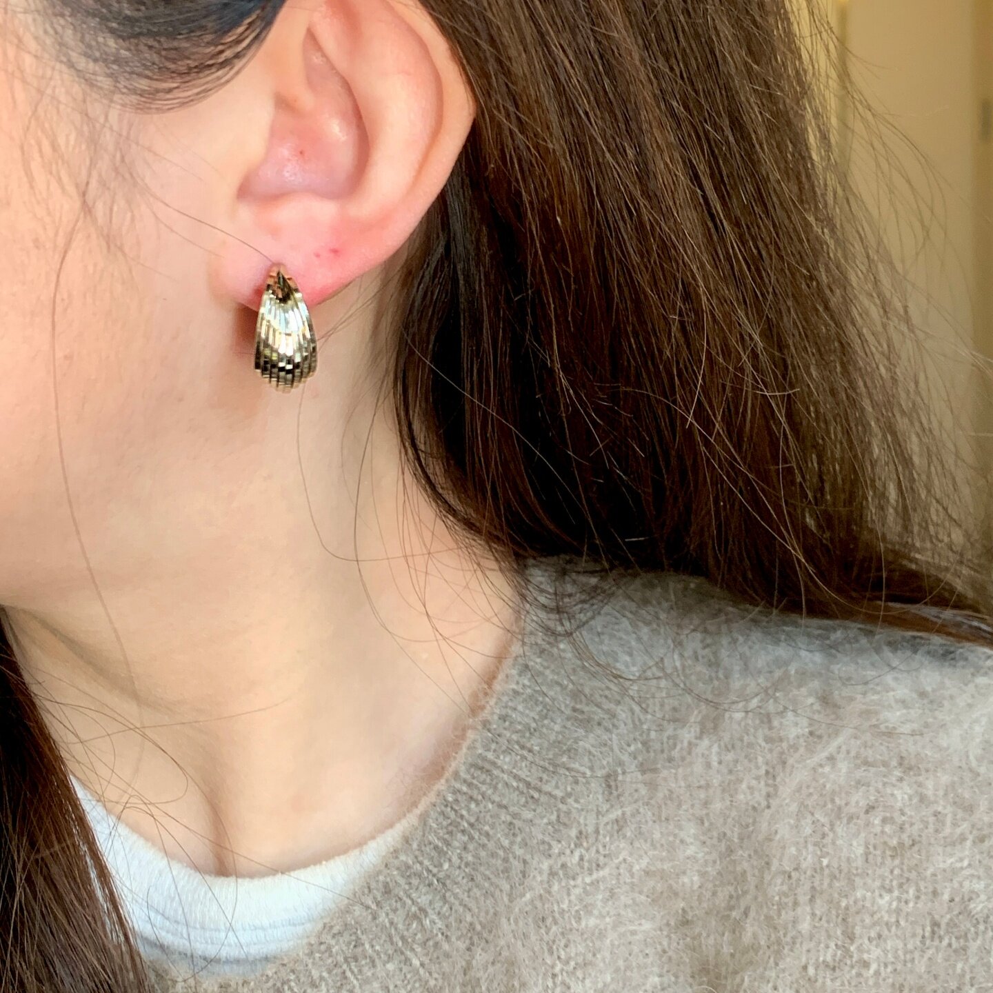 《午后咖啡》法式轻奢通勤简约咖啡金线条耳圈耳夹耳饰耳钉耳环女