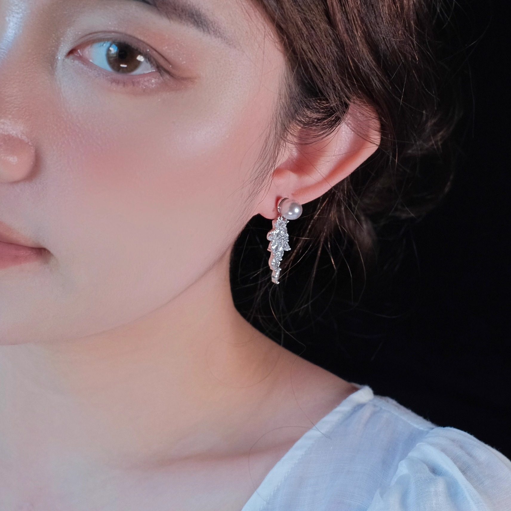 《星光罗曼史》复古精致优雅曼塔玫瑰珍珠锆石流苏耳环耳夹耳饰女