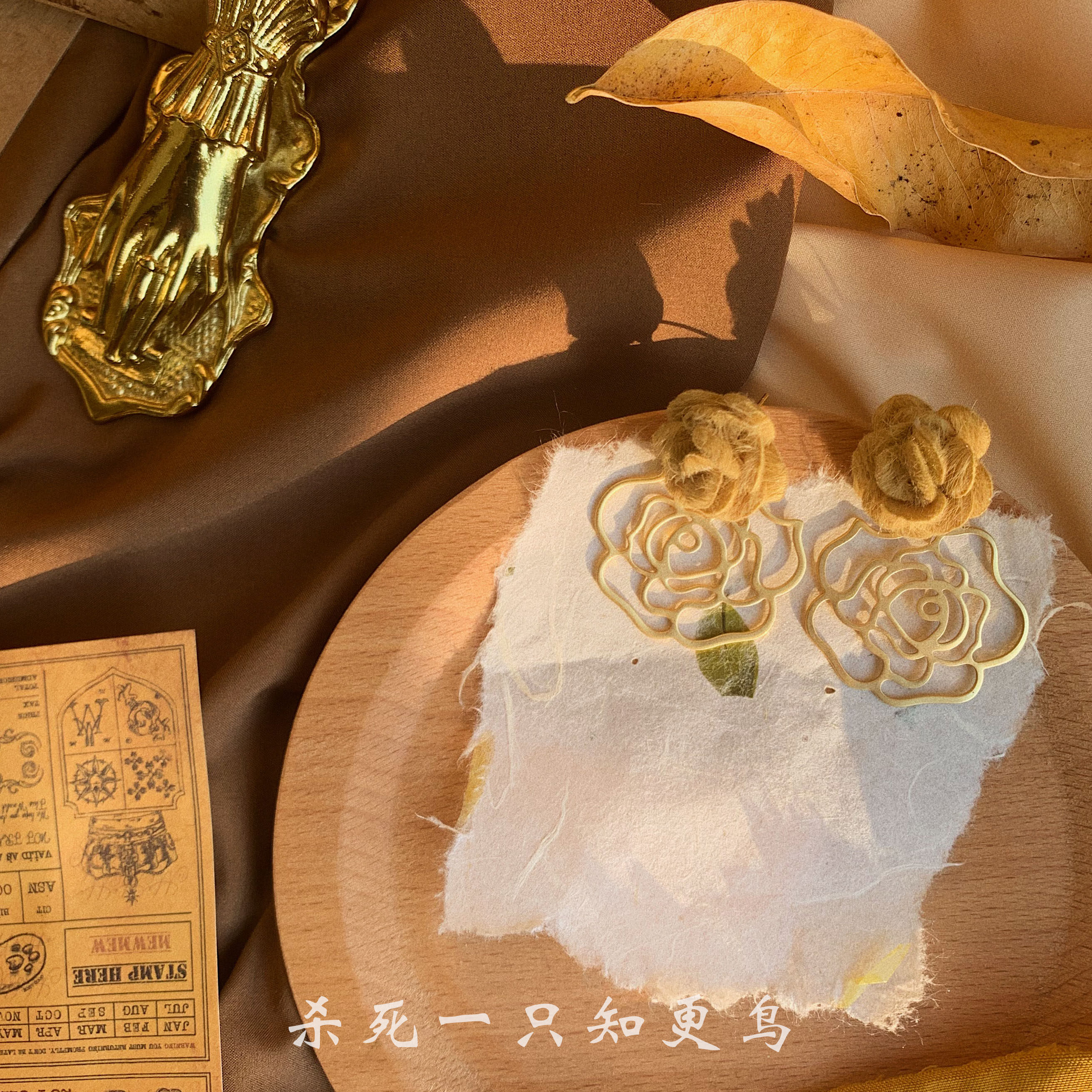 「知更鸟」花园秘语 原创港风vintage复古气质立体玫瑰耳环耳