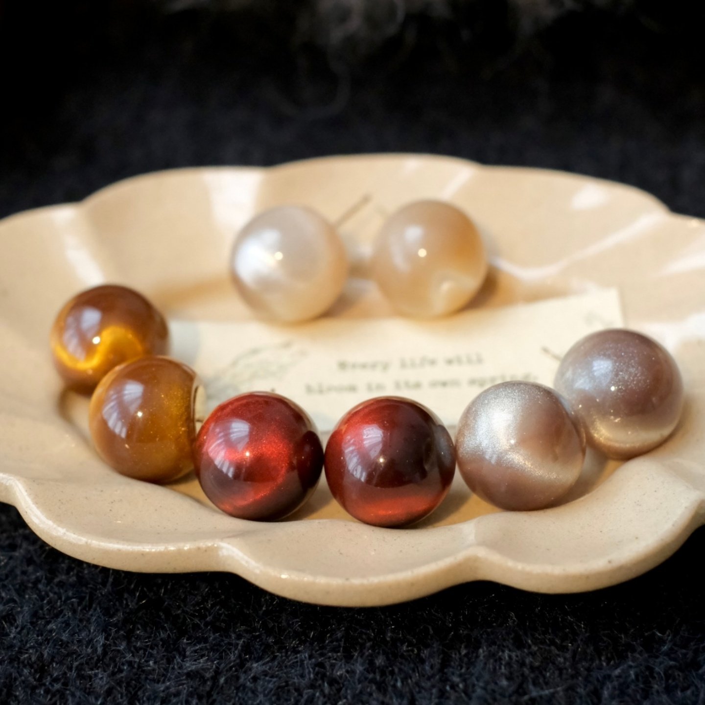 《流沙彩球》简约彩色多巴胺幻彩圆球立体几何耳钉耳饰耳夹无耳洞