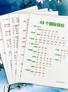 48个国际音标和自然拼读对应字母组合表英语知识点总结学习A4卡片