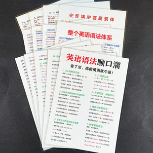 英语语法顺口溜+语法体系知识大全初中小学背诵口诀公式思维卡片