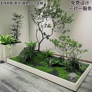 定制金属花箱办公室内隔离长方形花槽阳台造景花坛庭院不锈钢花钵