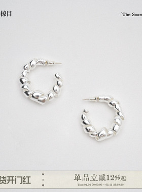 Limb掠目 乐章系列原创设计缎带舞曲轻奢高级感镀银耳圈圈耳环女