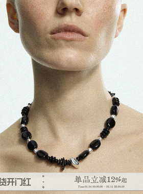 Limb掠目 原创设计Hippie Spirit黑碧玺玛瑙颈链串珠饰品短项链女