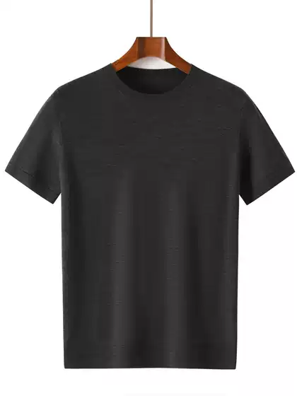 Summer New Style 100% Pure Wool Short-Sleeved Men's Round Neck Thin Breathable Half-Sleeve Casual Versatile Base T-Shirt