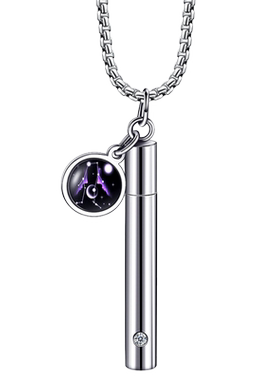 十二星座项链潮男女生钛钢夜光吊坠嘻哈个性几何圆柱体挂坠毛衣链