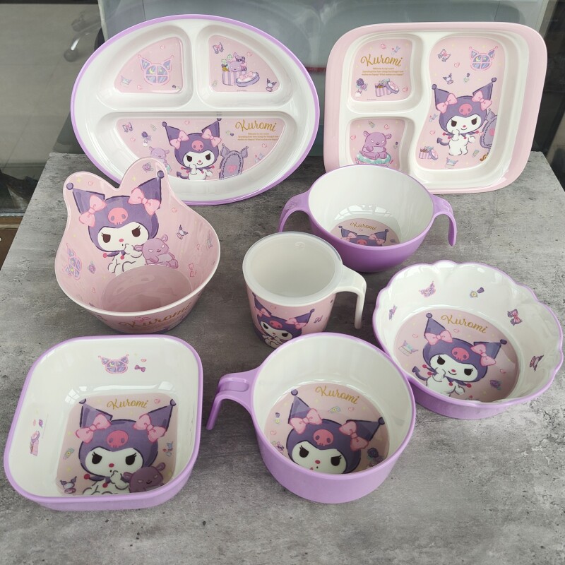 正品酷洛米儿童餐具卡通家用防烫宝宝餐盘吃饭专用碗纯密胺餐具杯