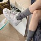 小白鞋 2025秋冬女鞋 时尚 艾模儿米色加绒做旧板鞋 百搭舒适韩版 系带