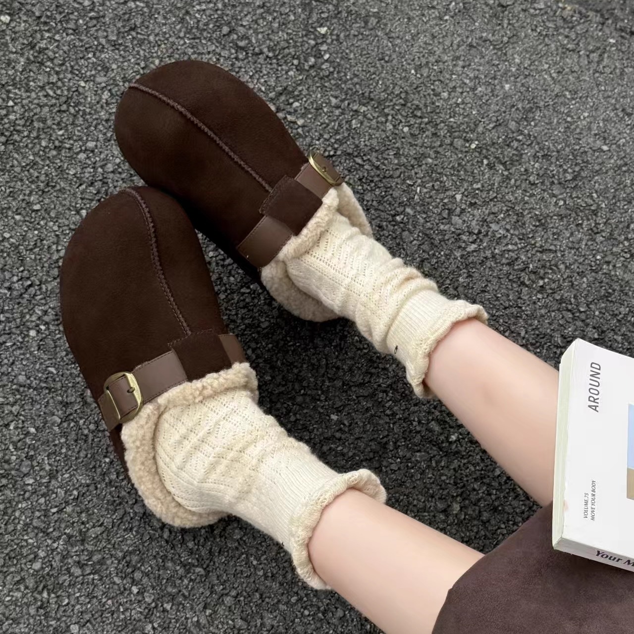 艾模儿女鞋勃肯鞋包头拖鞋女外穿2025秋冬新款时尚百搭气质