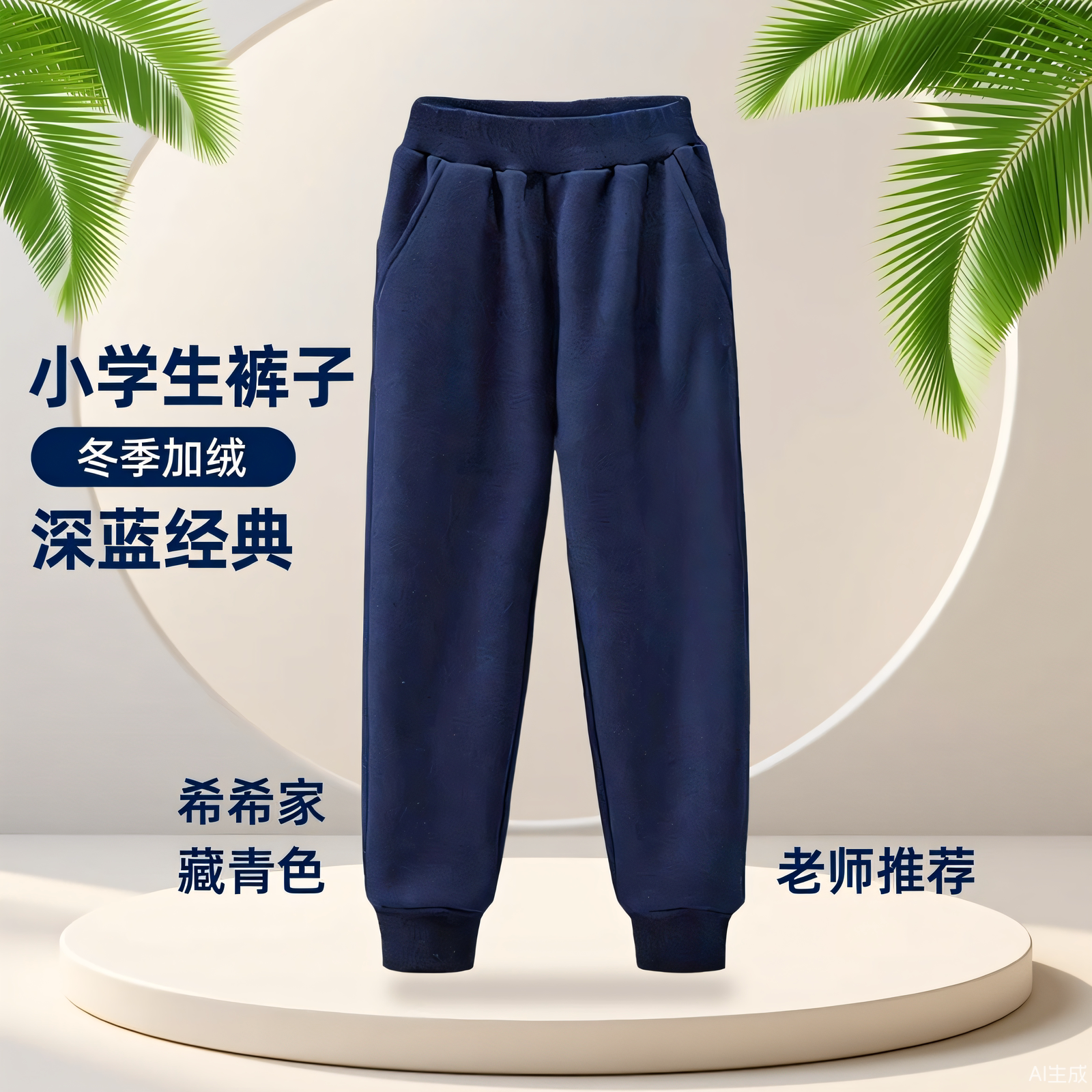 小学生校服裤藏青深蓝色春秋款男女儿童卫裤黑色冬季加绒束脚裤子