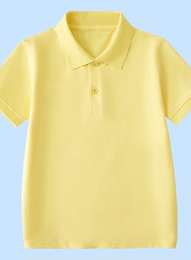 儿童校服短袖黄色POLO衫夏季童装班服幼儿园服中小学生T恤上衣