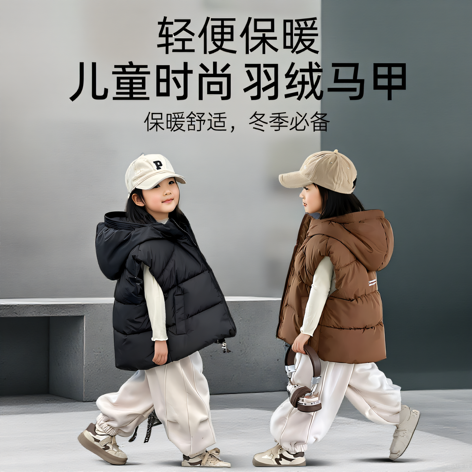 男女童羽绒棉马甲秋冬装洋气儿童羽绒棉坎肩外穿背心加厚保暖棉服