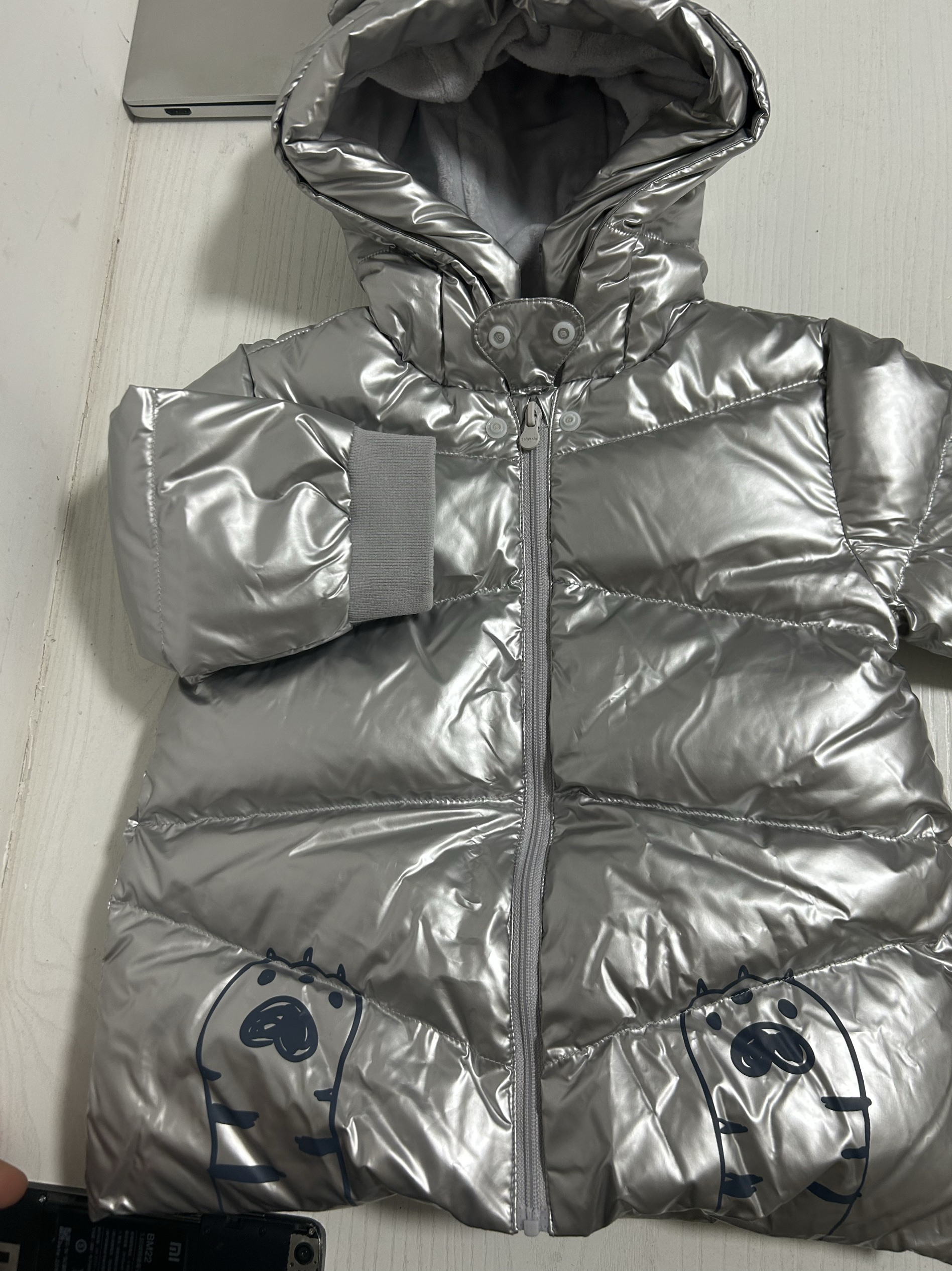 吧啦婴童羽绒服 银色免洗款73码加厚90%充绒量