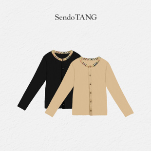 女装 格纹单排扣开衫 大码 木苒 胖多高级设计感遮肉显瘦宽松