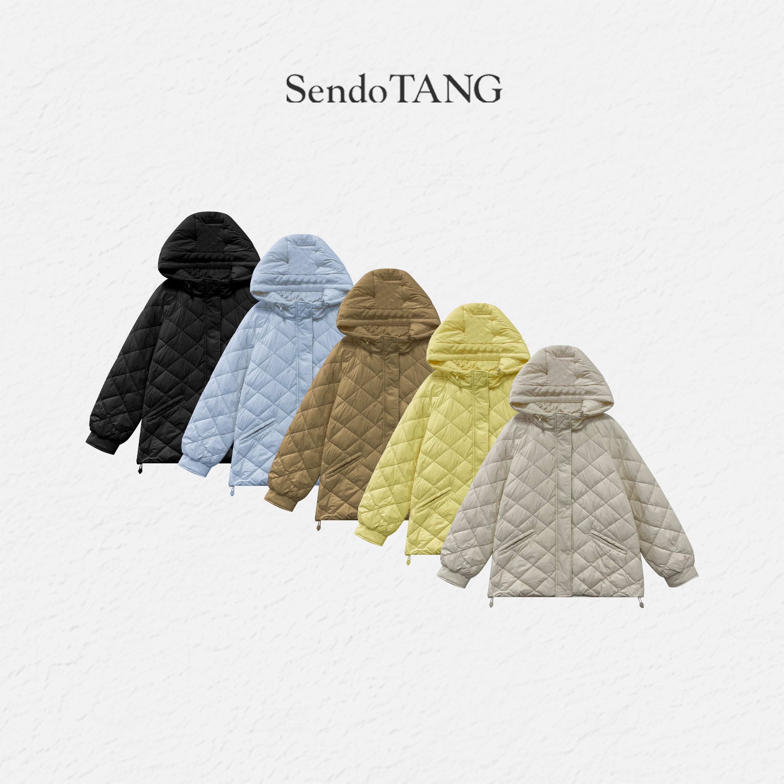 大码菱形连帽羽绒服【云蕾】胖多女装新款遮肉时尚宽松羽绒服外套