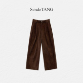 枫落 胖多女装 新款 早秋气质复古休闲裤 高级感软糯宽松高腰裤 子