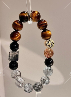 天然金运石水晶手串同款步步高升手链情侣手串送闺蜜礼物