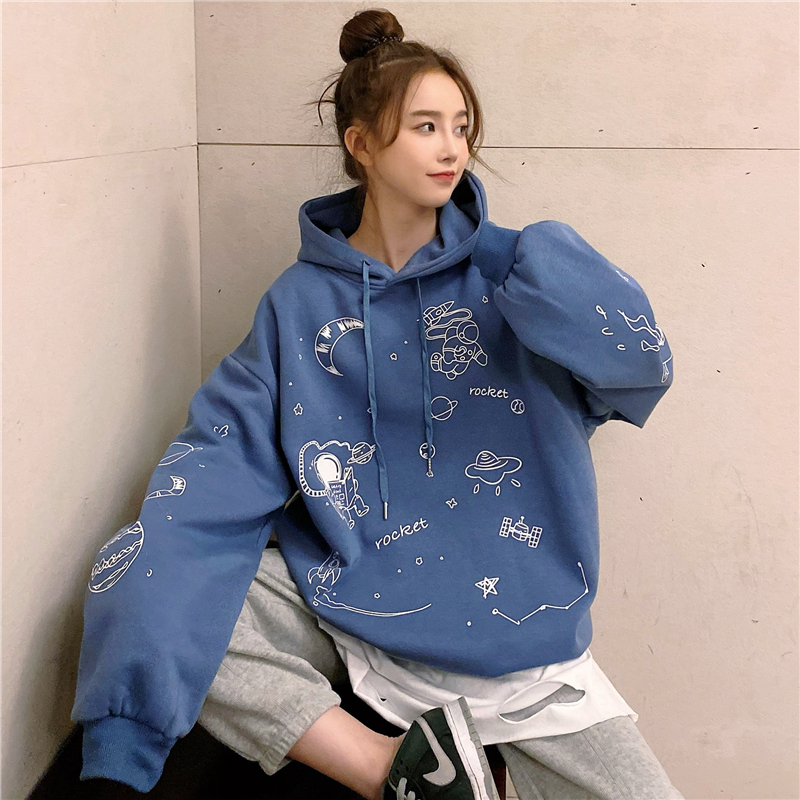 Photo of 100% polyester Plush 250g sweater women Plush printed Hoodie
