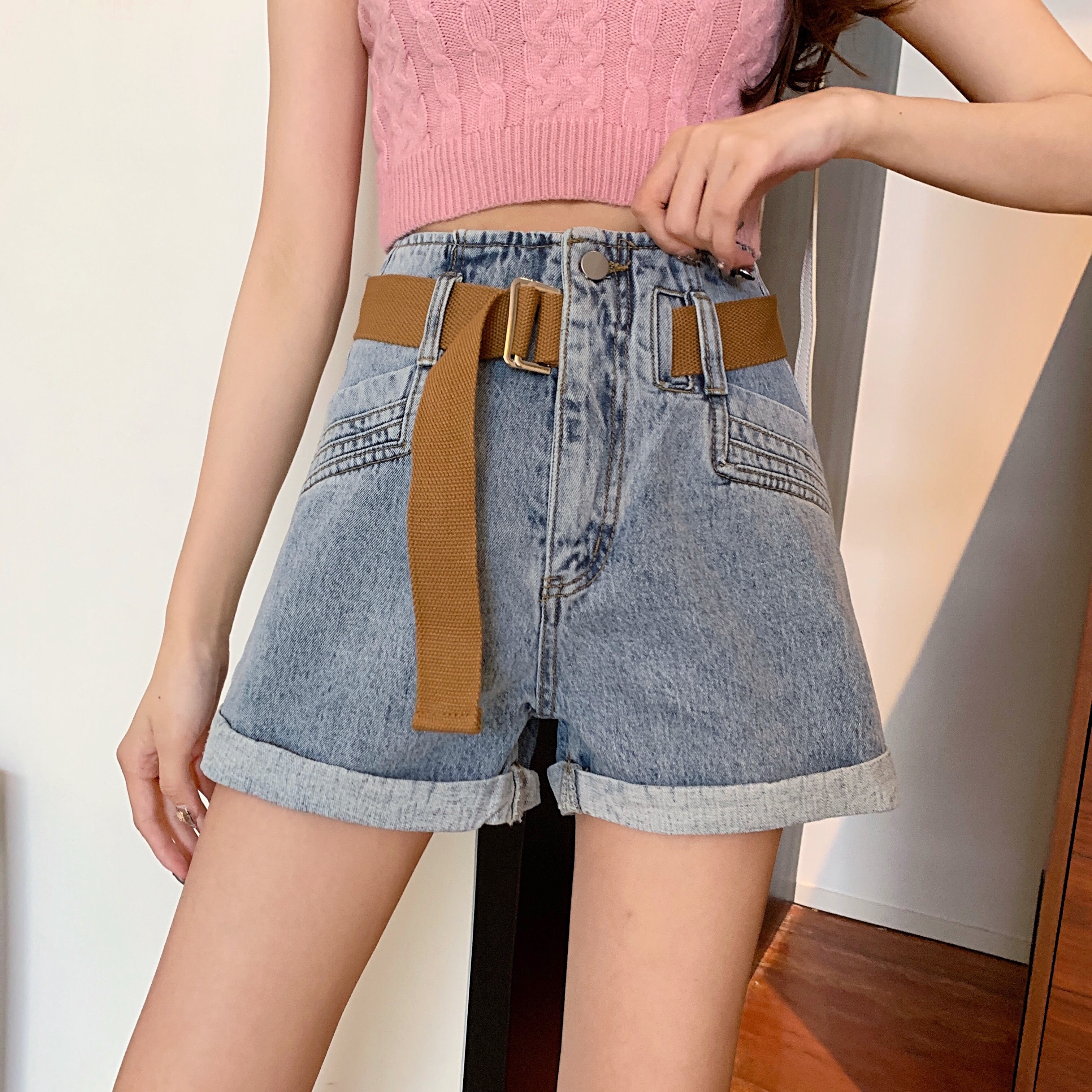 South Korea dongdamen new high waisted jeans in summer 2021