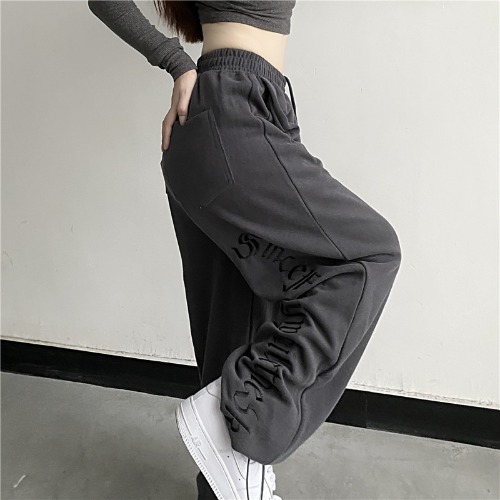 Real shooting 2021 new autumn Minnie cashmere high waist sweatpants women's versatile drawstring loose women's pants