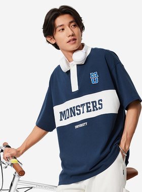 李宁T恤2025秋季X迪士尼怪兽大学联名男子宽松短袖POLO衫APLU147