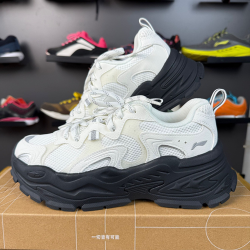 李宁正品星芒女子反光舒适轻质厚底耐磨防滑潮流休闲鞋AGCU576