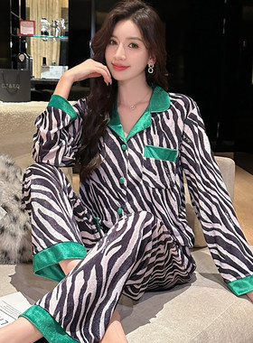 金丝绒睡衣女士秋冬季长袖薄绒休闲翻领妈妈金钻绒春秋家居服套装