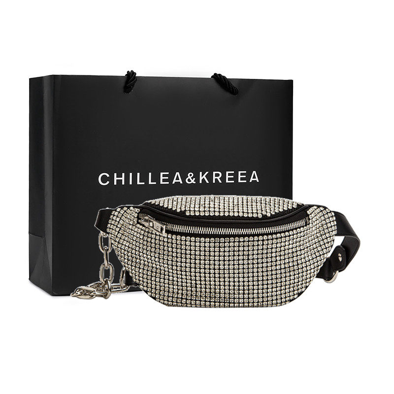 aw大王水钻包包2021新款潮闪镶满钻石包胸包腰包女链条单肩斜挎包