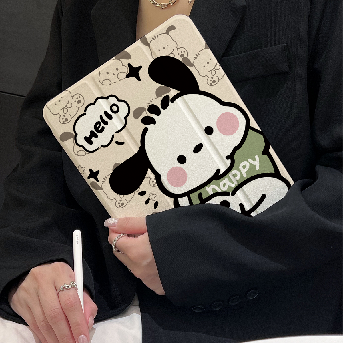 超创意【360旋转】适用9代ipad平板保护壳套八代pro11三折10.2寸帕恰小狗2024带笔槽10代10.9air6/5亚克力9.7