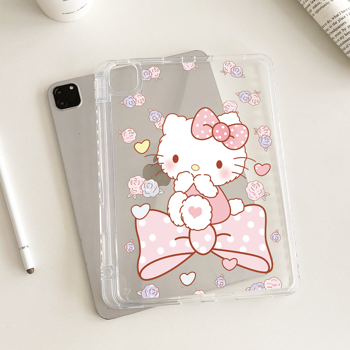 超创意透明适用无盖ipad11A16保护壳第10代air45带笔槽mini67全包pro11/12.9KT猫卡通2021款10.2寸亚克力9.7