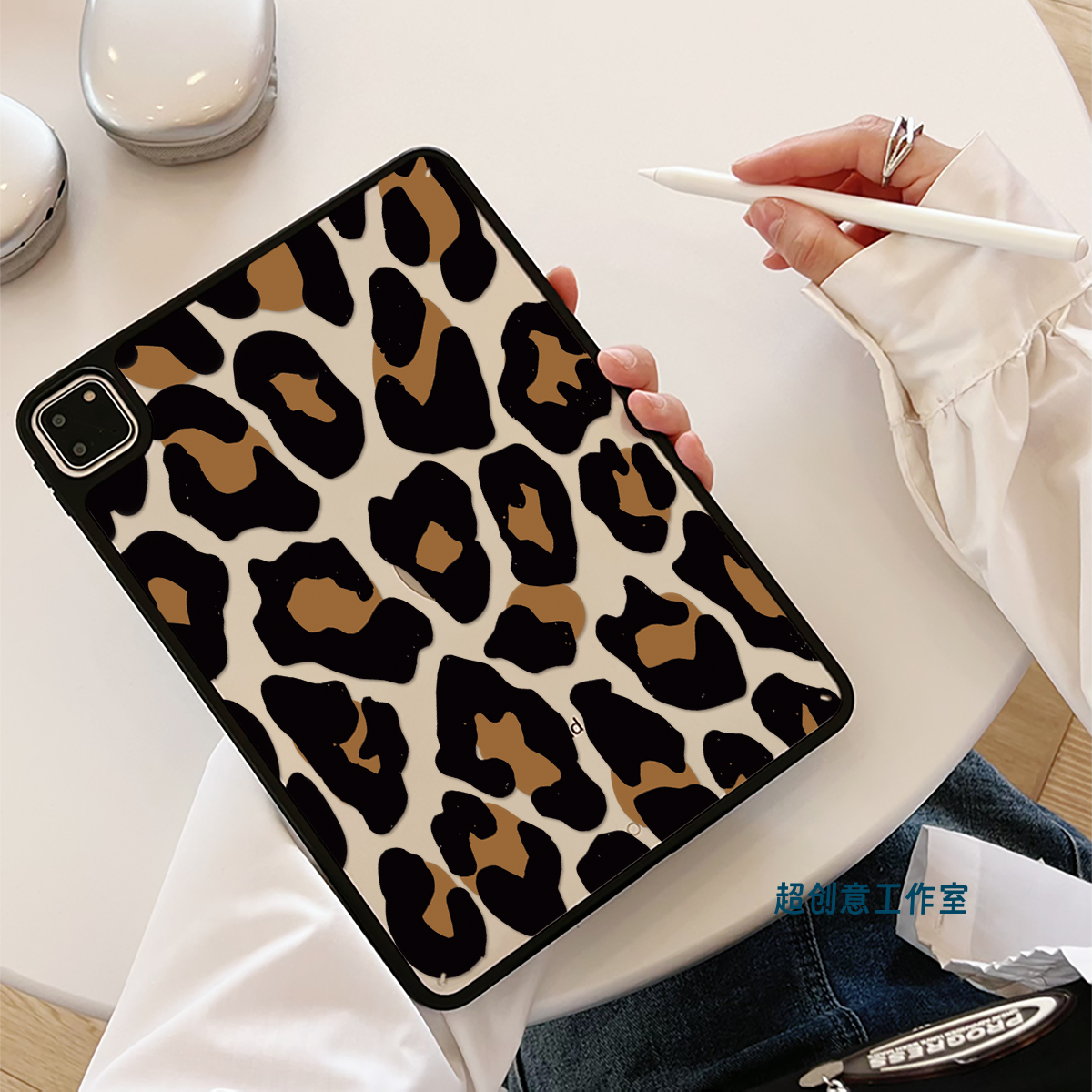 超创意适用9代无盖ipad11a16保护壳10代10.9黑豹纹10.2寸亚克力air45磁吸笔槽mini67平板pro11/12.9硬后壳9.7