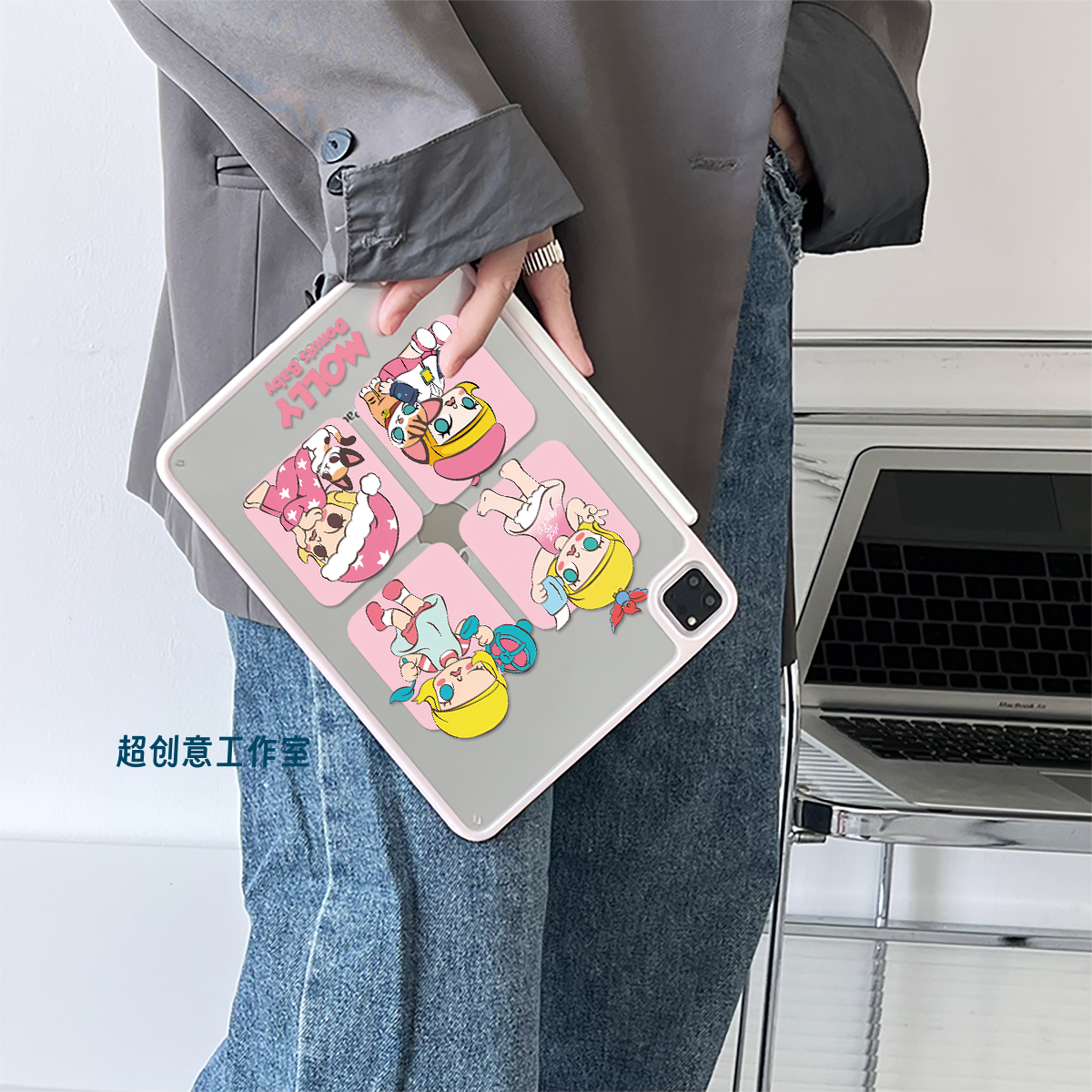 超创意适用9代无盖ipad11保护壳10代10.9粉少女10.2寸亚克力air45mini76硬后壳13寸pro11/12.9磁吸2018款9.7