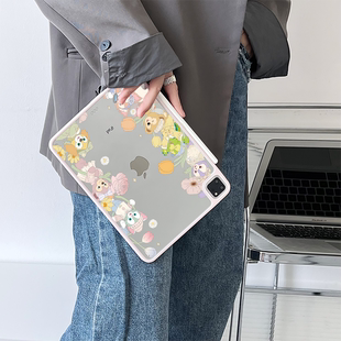 超创意适用9代无盖ipad10.2寸保护壳第10代11代A16可爱pro11Air11小熊air45磁吸笔槽mini67亚克力9.7寸硬后壳