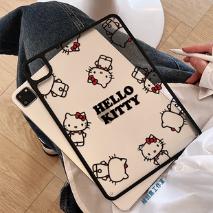 超创意适用9代无盖ipad11保护壳10代10.9凯蒂猫10.2寸亚克力air45mini67硬后壳pro11 9.7 12.9磁吸笔槽2018款