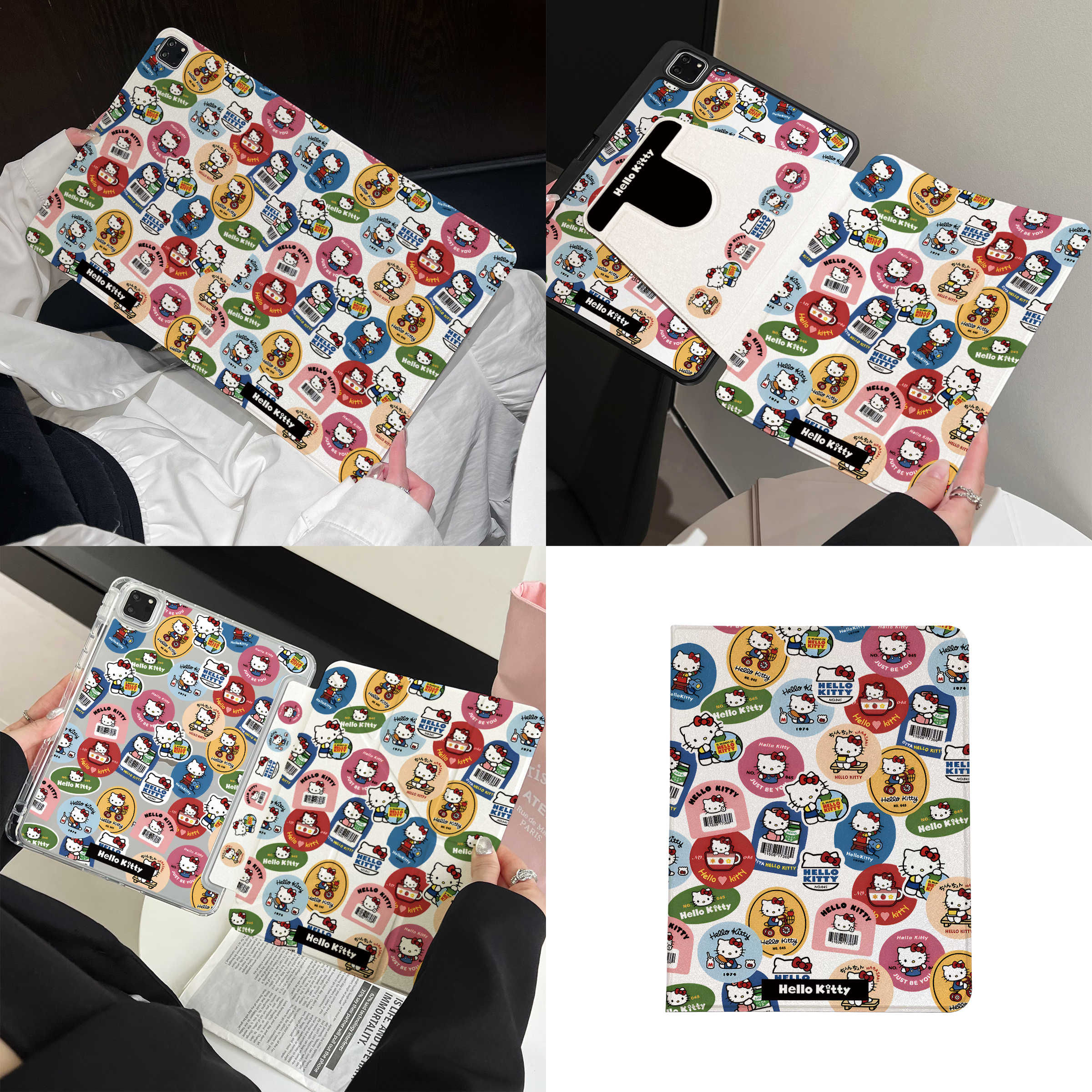 超创意适用ipad11A16保护套第10代10.9书本式pro11/12.9笔槽720旋转9代10.2英寸air45凯蒂猫mini67透明y折9.7