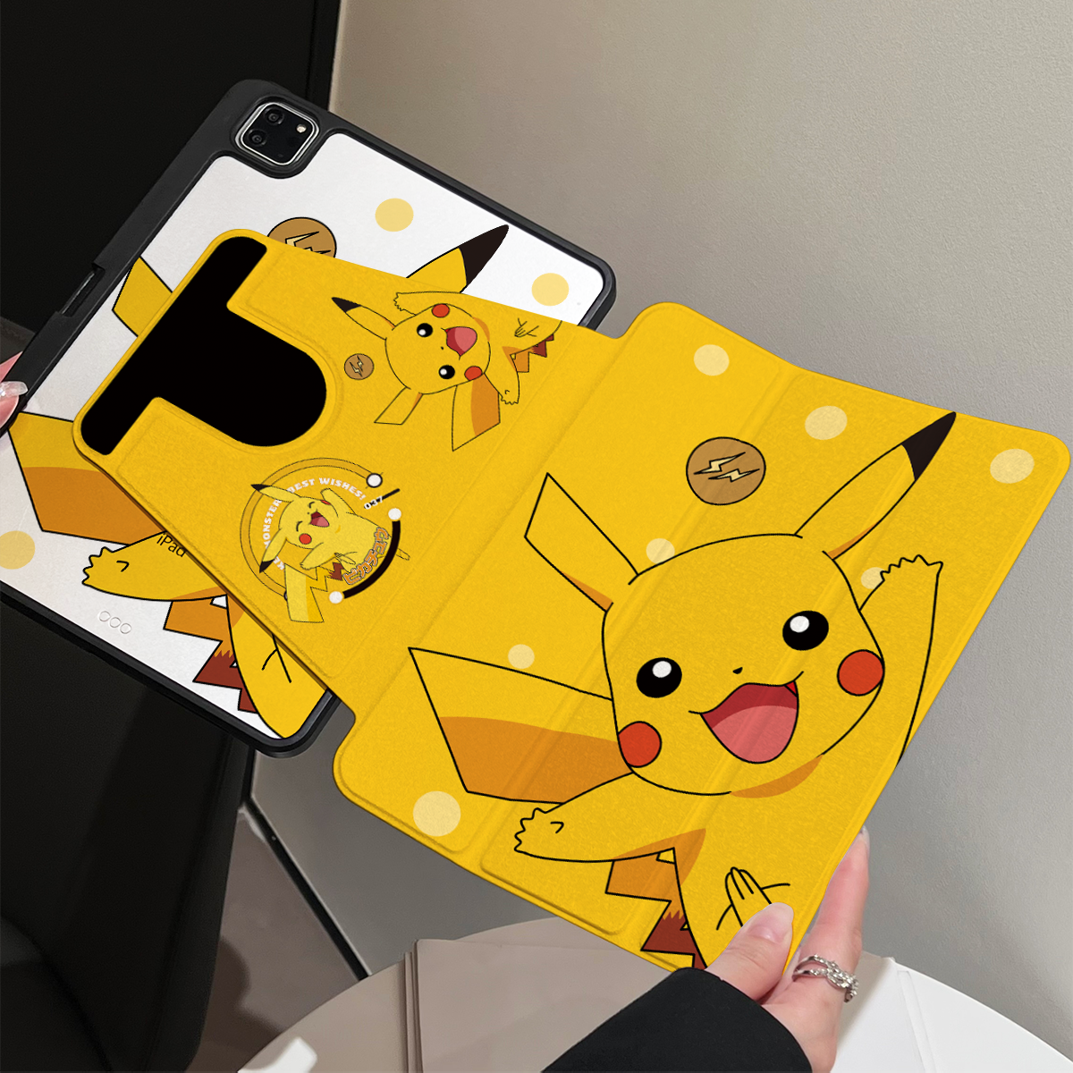 超创意【360旋转】适用ipad11a16平板保护壳套pro11笔槽2021款10.2寸皮卡丘第10代10.9亚克力air45三折mini67