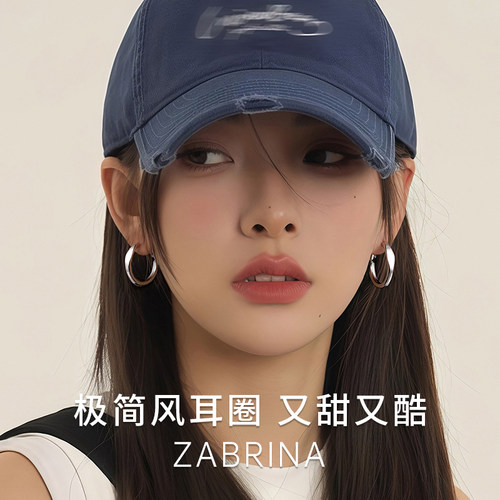 999纯银耳针耳钉银色素圈耳环圈圈女2026新款爆款轻奢高级感耳饰