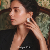 Antique Echo中古饰品vintage原创设计复古轻奢高级感M珍珠耳钉女