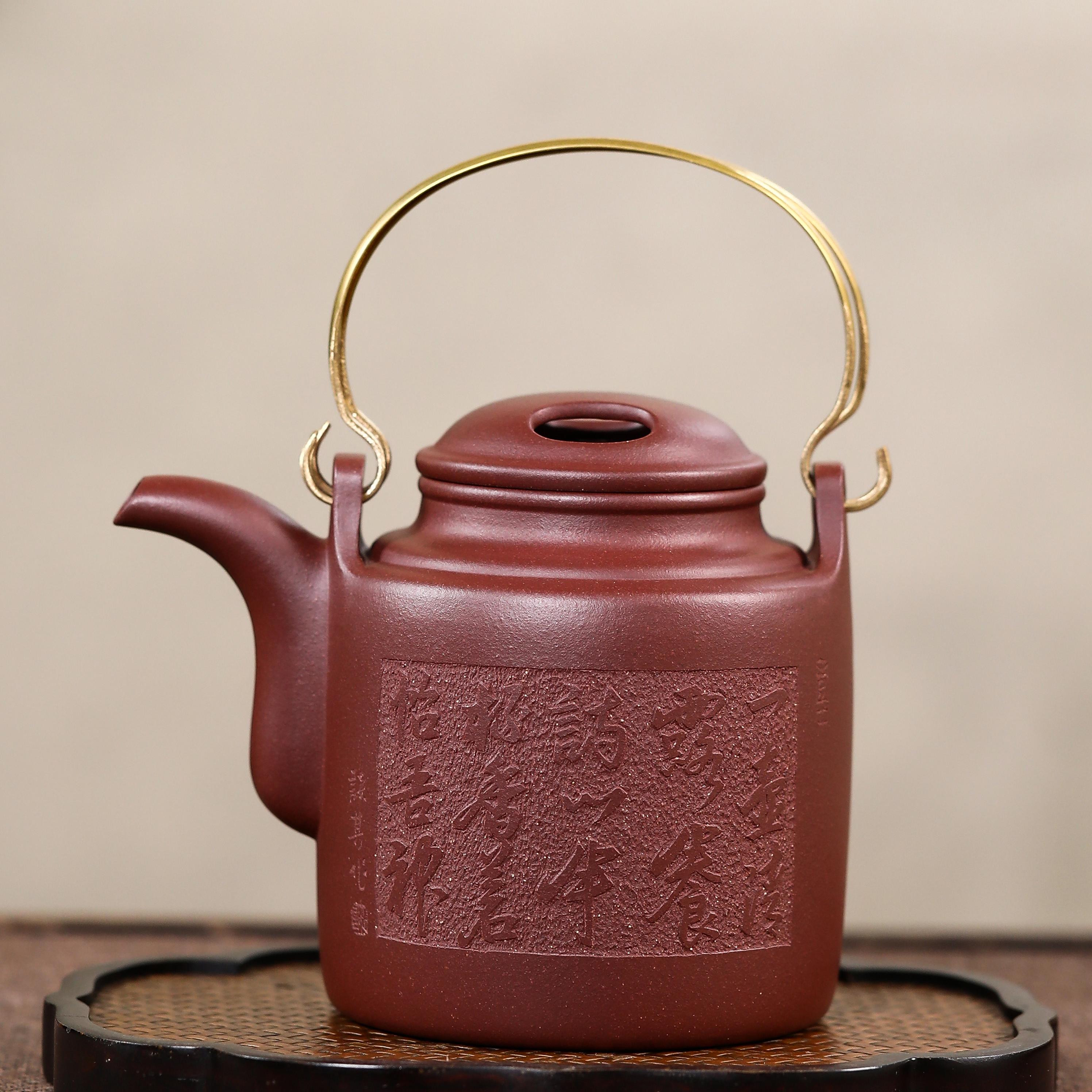 洋桶--底槽青-450CC-吴芳芳-全手工作品-宜兴紫砂茶壶-收藏送礼