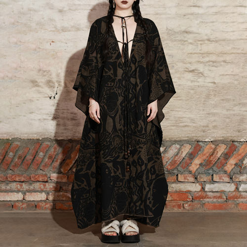 图腾印花多穿法吊带连衣裙