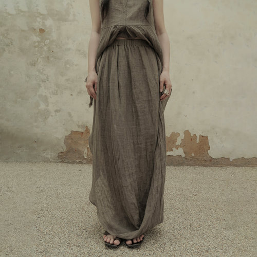 流行开叉！InchLim侘寂棉麻裙