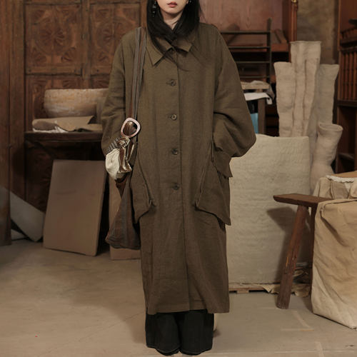 进口羊毛~v系知识分子风大衣