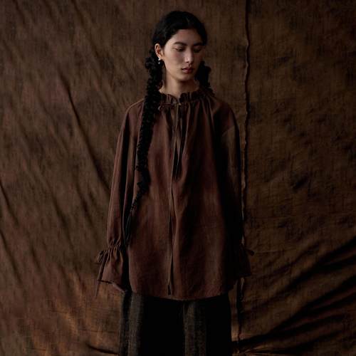 城市游牧工匠感抽绳系带衬衫