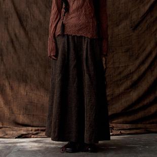 似半裙~超大裤腿裙裤香云纱阔腿裤洗褪亚麻裤子棉麻休闲裤InchLim