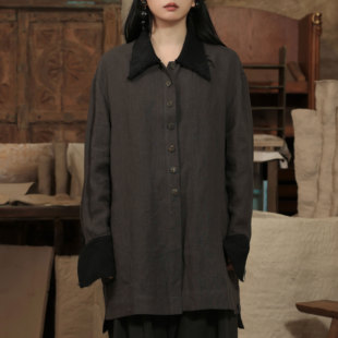 InchLim 工匠感汉麻无性别宽松衬衫 2025秋冬 口 拼接领&袖
